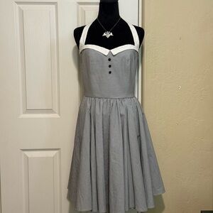 Beautiful Retro Vibes Unique Vintage Pin Striped Halter Dress